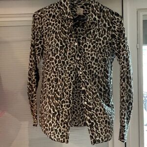 J. Crew Black and White Leopard Print Button Down Shirt
